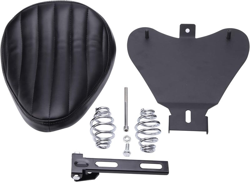 DREAMIZER Motorcycle Seat Cushion Driver Solo Seats with Spring Bracket PU Leather Compatible with Harley Honda Yamaha Kawasaki Sportster Iron 883 1200 Chopper Bobber Cafe Racer - Image 2
